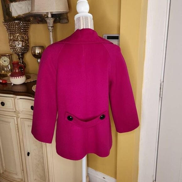 Vintage Talbots collection fuschia wool and angora coat women's medium - Picture 4 of 8